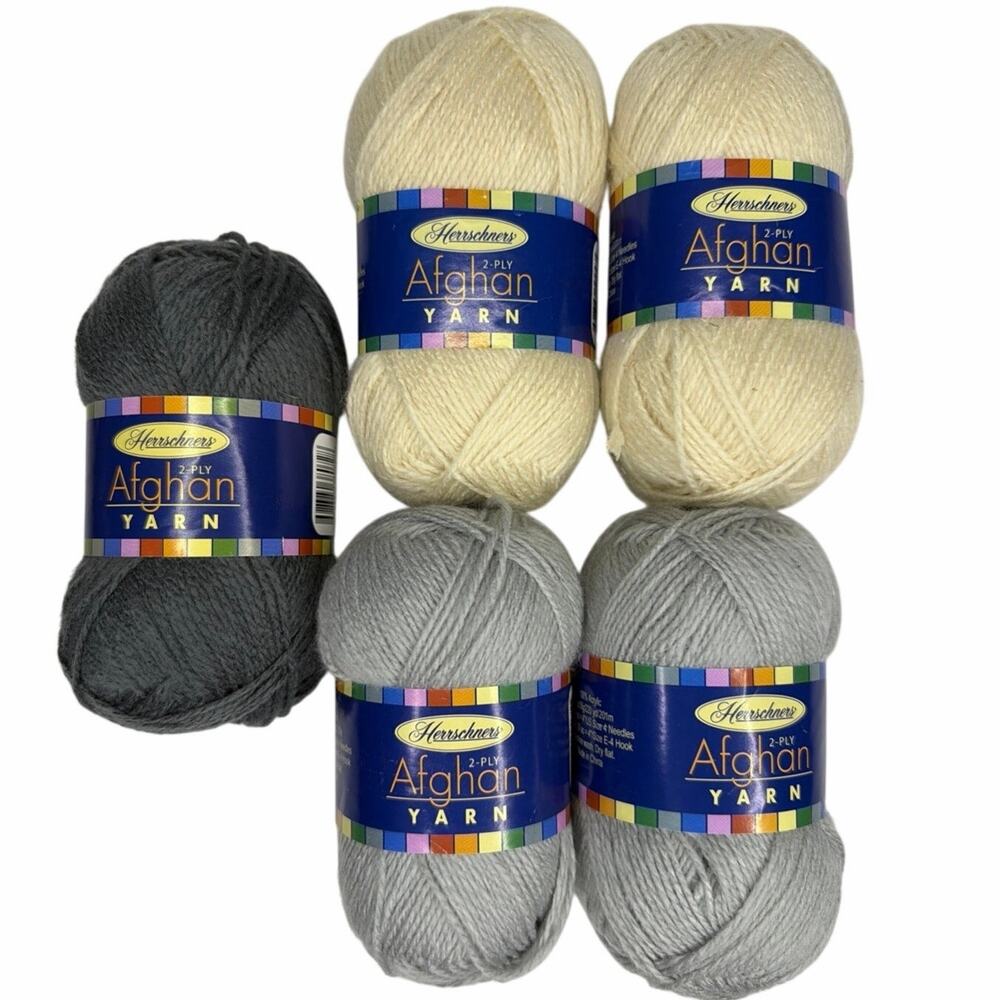 Herschel’s 2 Ply Afghan Yarn 2 Oz / 56g Acrylic Craft DIY Crochet Gift Lot Of 5